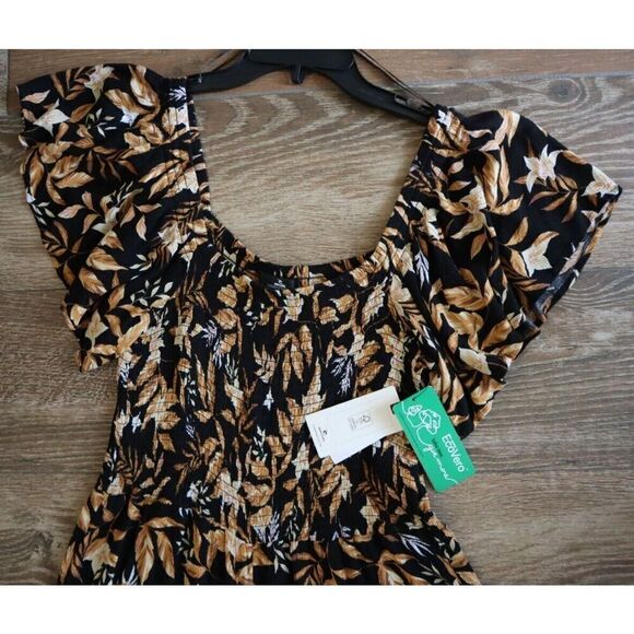 Rip Curl 00JWRO Women's Sz M Black Floral La Isla Flutter Sleeve Jumpsuit - Picture 8 of 11